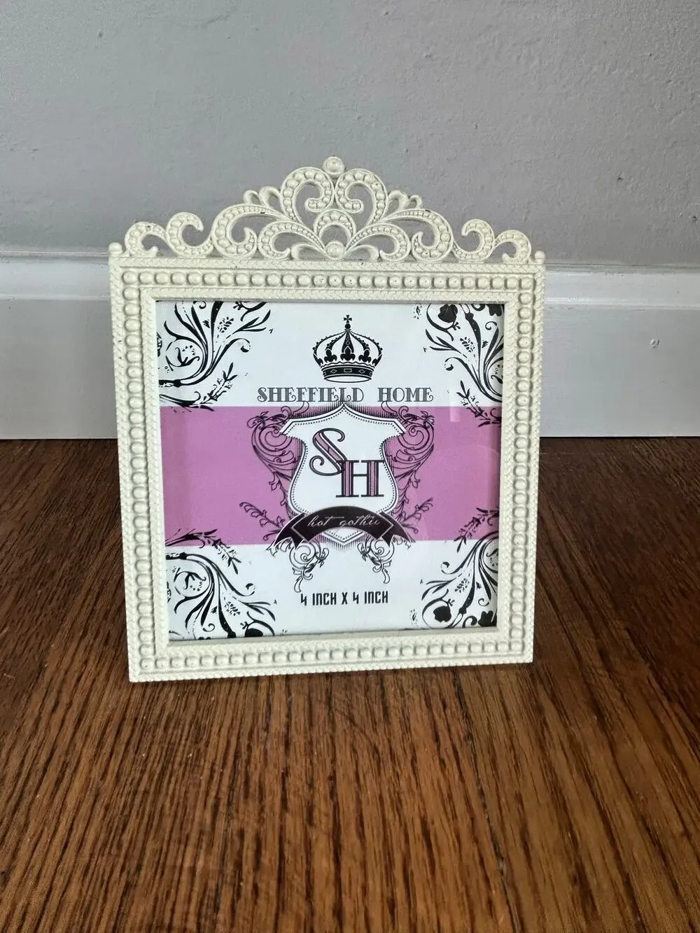 Sheffield Home White Ornate Crown Scroll 4x4 Picture Frame